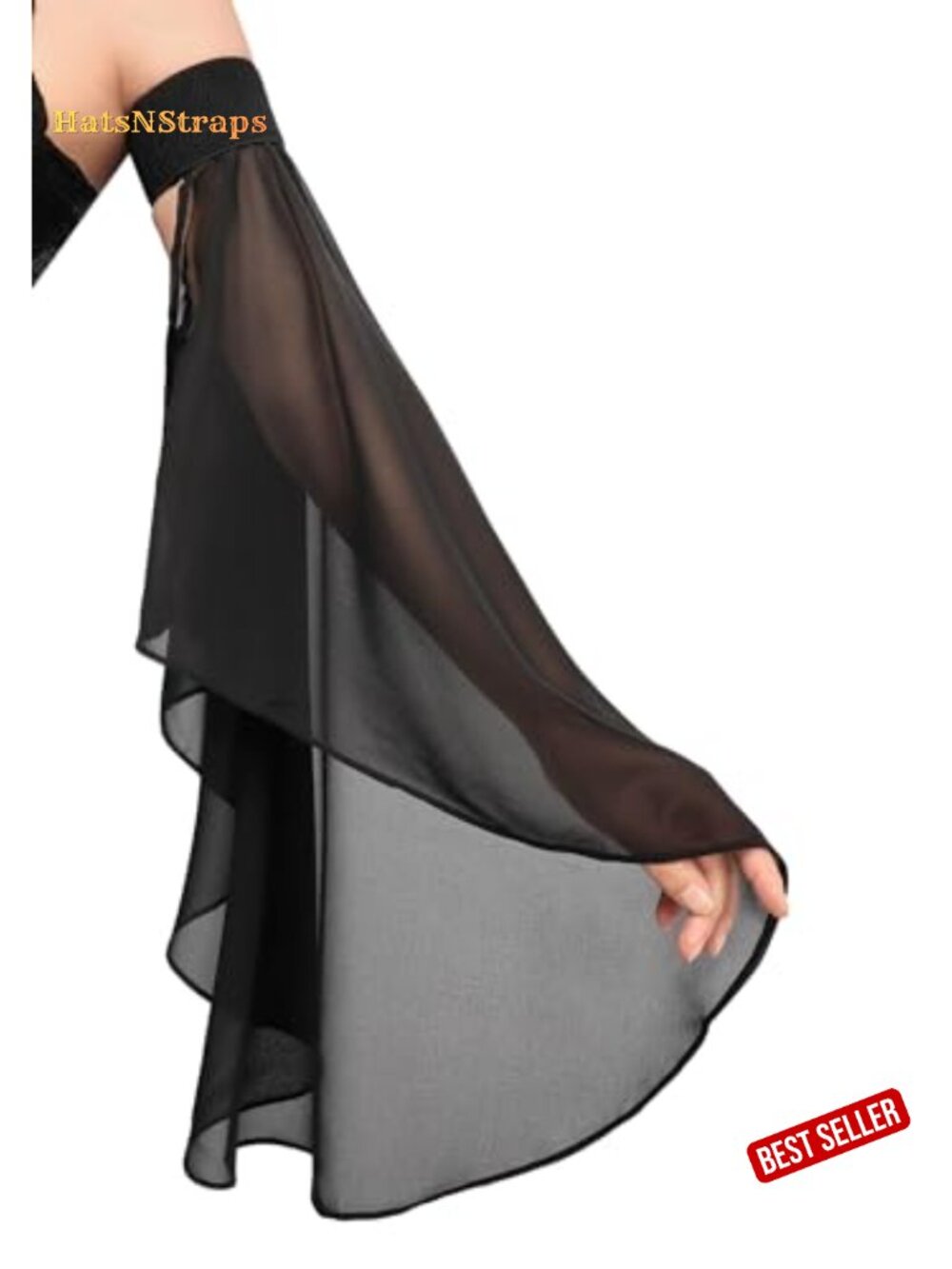 Victorian Long Tulle Gloves Gothic Lace Chiffon Detachable Sleeves Cosplay